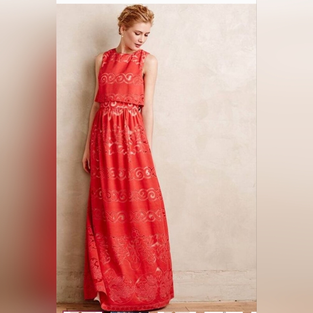 Anthropologie Red Maxi Dress